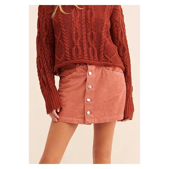 Free People Ray Corduroy Mini Skirt In Myrrh Size 8 - Picture 3 of 10